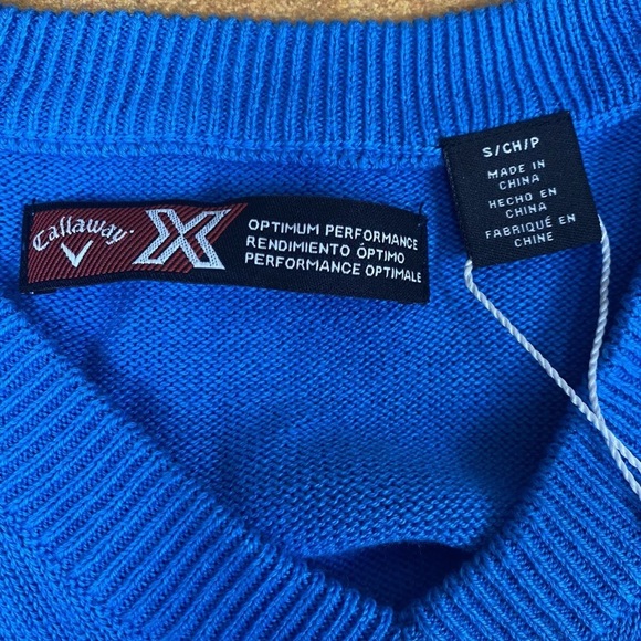Callaway X  Golf swedish blue Sweater Comfort Performance Pullover V Neck SMALL - Picture 6 of 8
